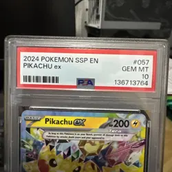 2024 Pokemon SSP EN-Surging Sparks Pikachu EX PSA 10 #057 - Image 2