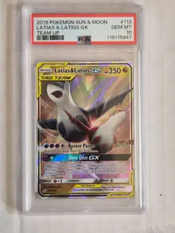 Latias & Latios GX 113/181 Pokemon Sun & Moon Team Up 113 GEM MINT PSA 10 - Image 1