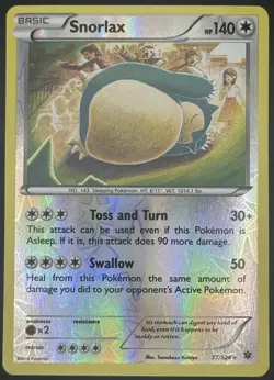 Pokemon TCG Snorlax Fates Collide Reverse Holo 77/124 LP - Image 1