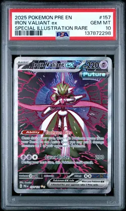 2025 POKEMON PRE EN-PRISMATIC EVOLUTIONS #157 IRON VALIANT EX PSA 10 - Image 1
