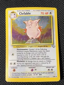 Clefable Jungle Card 1/64 Holo Unlimited Holo Rare Pokemon TCG LP/NM - Image 1