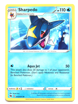Sharpedo 012/073 (NM, Pokemon Card, Champion's Path, 2020, Water, Uncommon) - Image 1