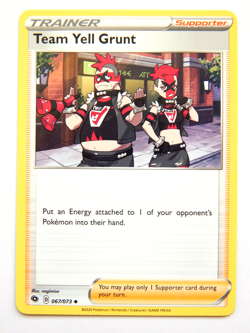 Team Yell Grunt 067/073 (NM, Pokemon Card, Champion's Path, Supporter, Uncommon) - Image 1