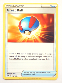 Great Ball 052/073 (NM, Pokemon Card, Champion's Path, Trainer, Item, Uncommon) - Image 1