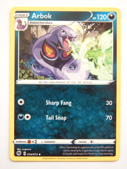 Arbok 034/073 (NM, Pokemon Card, Champion's Path, 2020, Darkness, Uncommon) - Image 1
