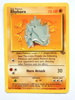 Rhyhorn 61/64 (MP, Pokemon Card, Vintage , Jungle, 1999, Fighting, Common) - Image 1