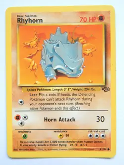 Rhyhorn 61/64 (LP, Pokemon Card, Vintage , Jungle, 1999, Fighting, Common) - Image 1