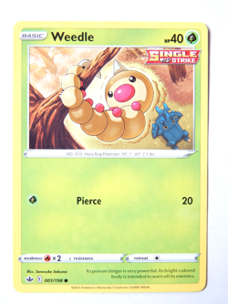 Weedle 001/198 (NM, Pokemon Card, Chilling Reign, 2021, Grass, Common) - Image 1