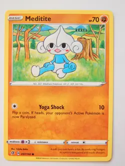 Meditite 097/192 (NM, Pokemon Card, Rebel Clash, 2020, Fighting, Common) - Image 1
