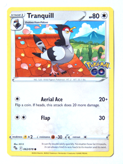 Tranquill 062/078 (NM, Pokemon Card, Pokemon Go, 2022, Colorless, Common) - Image 1