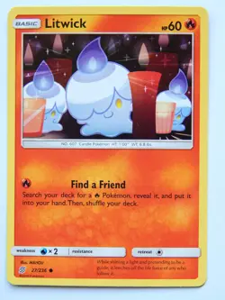 Litwick 27/236 (NM, Pokemon Card, Unified Minds, 2019, Fire, Common) - Image 1