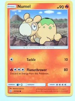 Numel 23/236 (NM, Pokemon Card, Unified Minds, 2019, Fire, Common) - Image 1