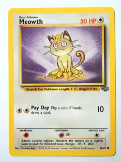 Meowth 56/64 (NM, Pokemon Card, Vintage , Jungle, 1999, Colorless, Common) - Image 1