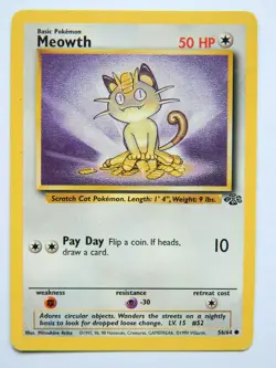 Meowth 56/64 (LP, Pokemon Card, Vintage , Jungle, 1999, Colorless, Common) - Image 1