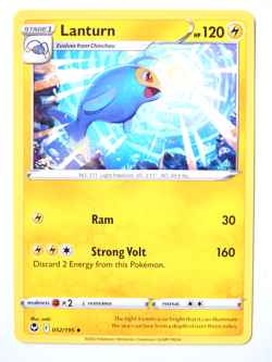 Lanturn 052/195 (NM, Pokemon Card, Silver Tempest, 2022, Lightning, Uncommon) - Image 1
