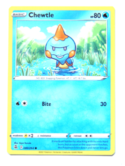 Chewtle 080/264 (NM, Pokemon Card, Fusion Strike, 2021, Water, Common) - Image 1