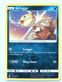 Scraggy 137/236 (NM, Pokemon Card, Unified Minds, 2019, Darkness, Common) - Image 1