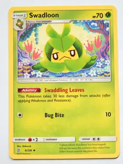 Swadloon 8/236 (NM, Pokemon Card, Unified Minds, 2019, Grass, Uncommon) - Image 1