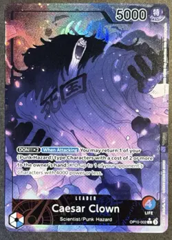 OP10-002 Caesar Clown Leader Alt Art One Piece TCG English Card - Image 1