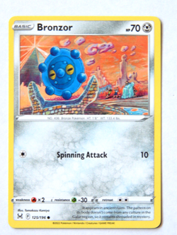 Bronzor 125/196 (NM, Pokemon Card, Lost Origin, 2022, Metal, Common) - Image 1
