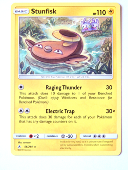 Stunfisk 56/214 (NM, Pokemon Card, Unbroken Bonds, 2019, Lightning, Rare) - Image 1