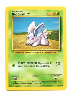 Nidoran 55/102 (NM, Pokemon Card, Vintage , Base Set, 1999, Grass, Common) - Image 1