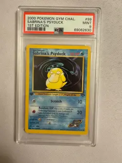 2000 Pokemon - 1st Edition Sabrina’s Psyduck Gym Challenge 99/132 - PSA 9 Mint! - Image 1