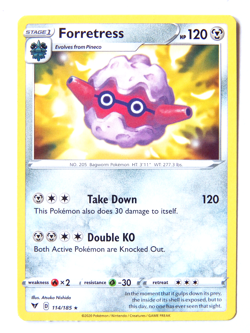 Forretress 114/185 (NM, Pokemon Card, Vivid Voltage, 2020, Metal, Rare) - Image 1