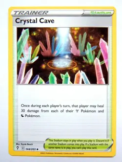 Crystal Cave 144/203 (NM, Pokemon Card, Evolving Skies, 2021, Stadium, Uncommon) - Image 1