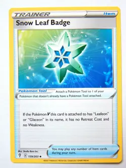 Snow Leaf Badge 159/203 (NM, Pokemon Card, Evolving Skies, 2021, Item, Uncommon) - Image 1