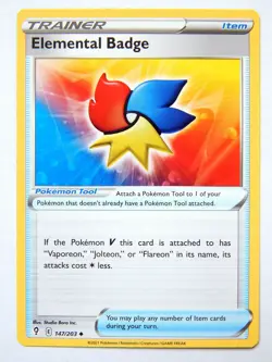 Elemental Badge 147/203 (NM, Pokemon Card, Evolving Skies, 2021, Item, Uncommon) - Image 1