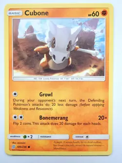 Cubone 105/236 (NM, Pokemon Card, Unified Minds, 2019, Fighting, Common) - Image 1