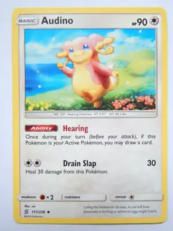 Audino 177/236 (NM, Pokemon Card, Unified Minds, 2019, Colorless, Uncommon) - Image 1