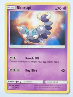 Skorupi 82/236 (NM, Pokemon Card, Unified Minds, 2019, Psychic, Common) - Image 1