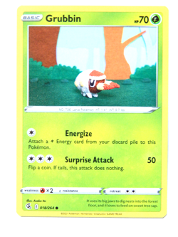 Grubbin 018/264 (NM, Pokemon Card, Fusion Strike, 2021, Grass, Common) - Image 1
