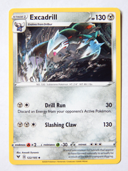 Excadrill 122/185 (NM, Pokemon Card, Vivid Voltage, 2020, Metal, Uncommon) - Image 1