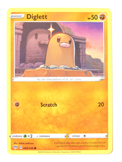 Diglett 084/189 (NM, Pokemon Card, Darkness Ablaze, 2020, Fighting, Common) - Image 1