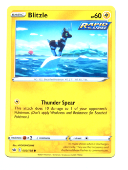 Blitzle 050/198 (NM, Pokemon Card, Chilling Reign, 2021, Lightning, Uncommon) - Image 1