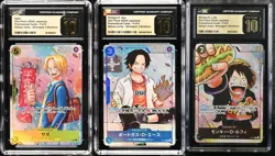 SET 3 CGC 10 PRISTINE JAPANESE ONE PIECE 2024 Luffy Ace Sabo P-073 P-074 P-075 - Image 1