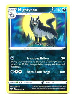 Mightyena 104/185 (NM, Pokemon Card, Vivid Voltage, 2020, Darkness, Uncommon) - Image 1