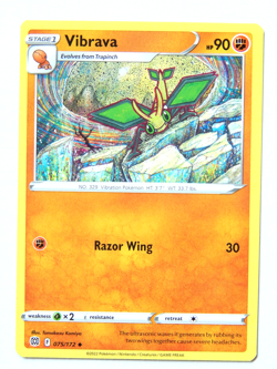 Vibrava 075/172 (NM, Pokemon Card, Brilliant Stars, 2022, Fighting, Uncommon) - Image 1
