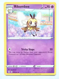 Ribombee 079/203 (NM, Pokemon Card, Evolving Skies, 2021, Psychic, Uncommon) - Image 1