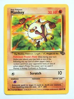 Mankey 55/64 (NM, Pokemon Card, Vintage , Jungle, 1999, Fighting, Common) - Image 1