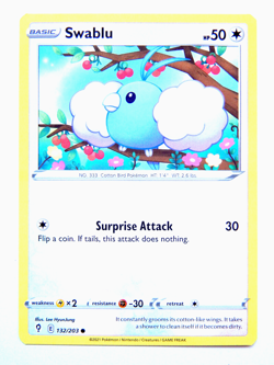 Swablu 132/203 (NM, Pokemon Card, Evolving Skies, 2021, Colorless, Common) - Image 1