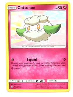 Cottonee 139/214 (NM, Pokemon Card, Unbroken Bonds, 2019, Fairy, Common) - Image 1