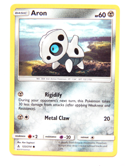 Aron 123/214 (NM, Pokemon Card, Unbroken Bonds, Metal, Common) - Image 1