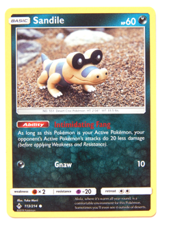 Sandile 113/214 (NM, Pokemon Card, Unbroken Bonds, Darkness, Common) - Image 1