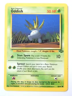 Oddish 58/64 (LP, Pokemon Card, Vintage , Jungle, 1999, Grass, Common) - Image 1