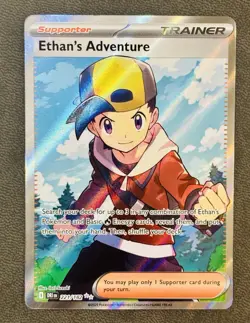 Pokemon TCG Destined Rivals Ethan's Adventure Full Art Trainer Card - Image 1