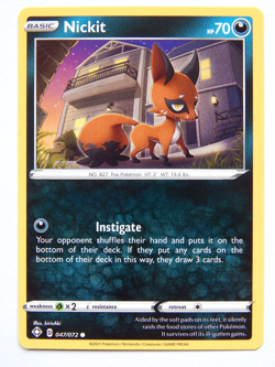 Nickit 047/072 (NM, Pokemon Card, Shining Fates, 2021, Darkness, Common) - Image 1